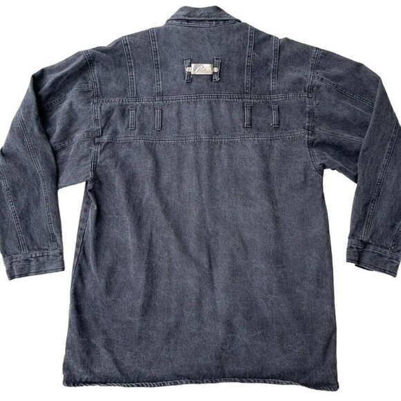 1990s Paco Rabanne LARGE Distressed Gray Denim Baggy Big Pocket Shirt Jacket - Picture 8 of 8